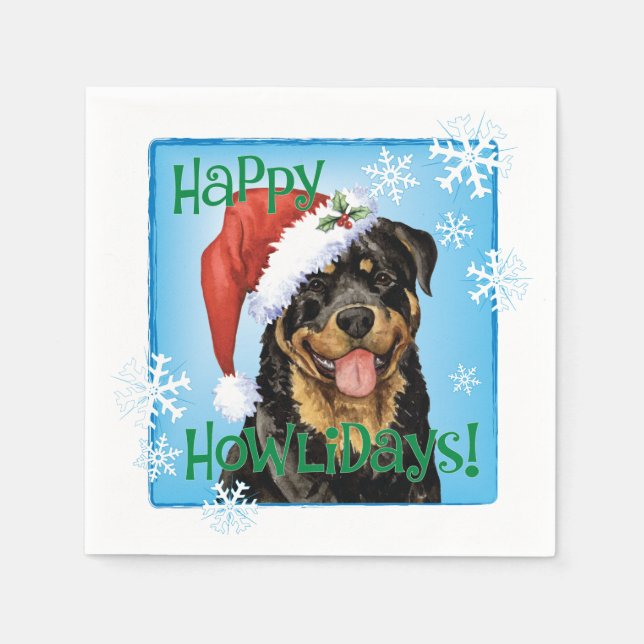 God jul, Rottweiler Napkins Pappersservett (Framsidan)