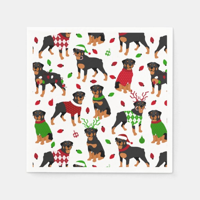 God jul, Rottweiler Napkins Pappersservett (Framsidan)