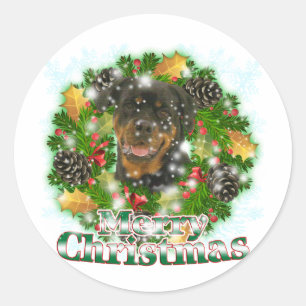 God jul Rottweiler Runt Klistermärke