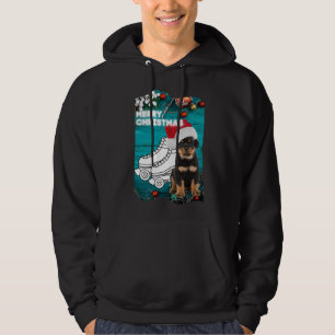 God jul rottweilervalp med rullskiffer hoodie