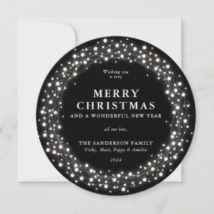 God jul Round Black Sparkling Ljus Julkort