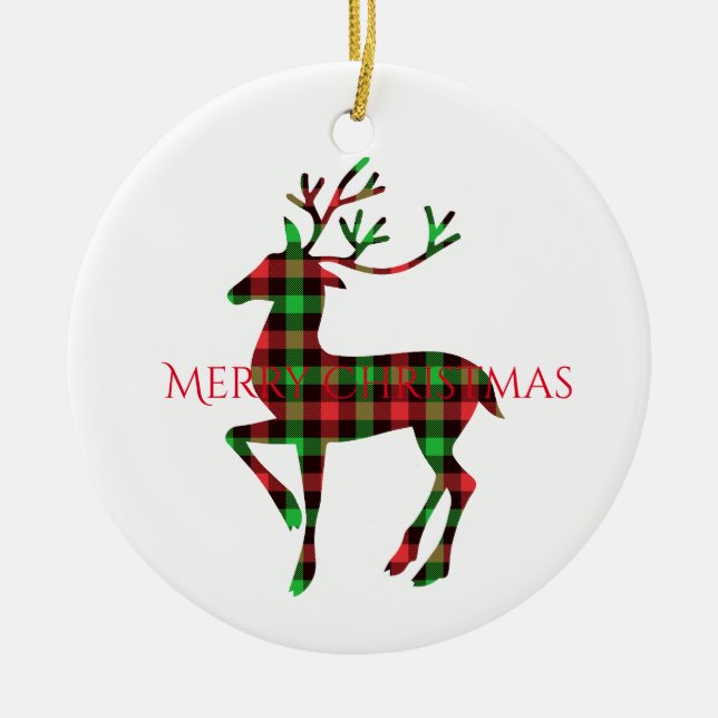 God jul Round Ornament-Hjort Julgransprydnad Keramik (Framsidan)
