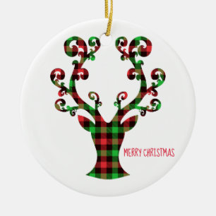 God jul Round Ornament-Hjort Julgransprydnad Keramik