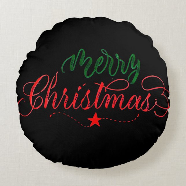 God jul Round Pillow Rund Kudde (Framsidan)