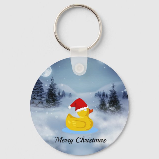 God jul Rubber Ducky Cute Keychain Nyckelring (Framsida)