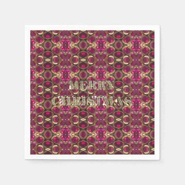 God jul Ruby Guld Gemstone Mönster Chic Pappersservett (Framsidan)