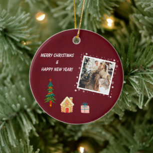 God jul Ruby Vin Family Photo Julgransprydnad Keramik