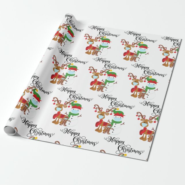 God Jul Rudolf 2020 Covid Snömannen Presentpapper (Utrullad)