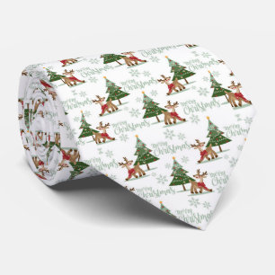 god jul Rudolph och Julgranar  Slips