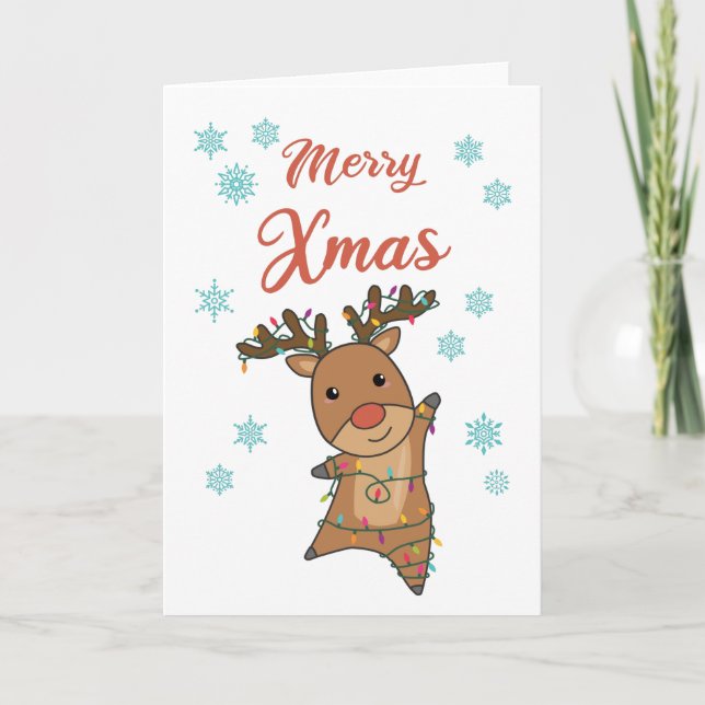 God jul Rudolph Red Nose Reindeer Cute Animals Kort (Framsida)