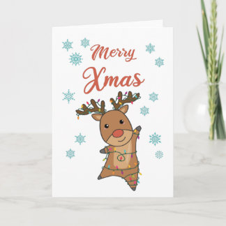 God jul Rudolph Red Nose Reindeer Cute Animals Kort
