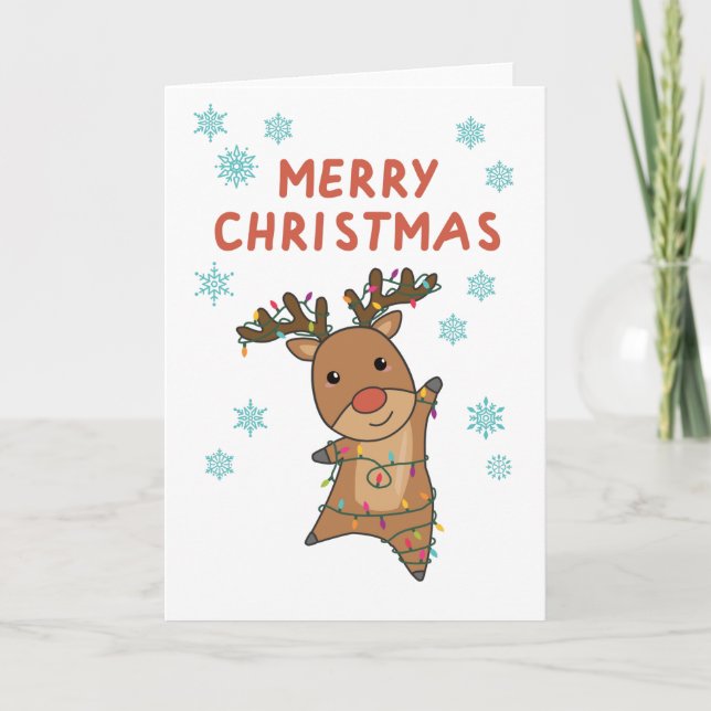 God jul Rudolph Red Nose Reindeer Snö Kort (Framsida)
