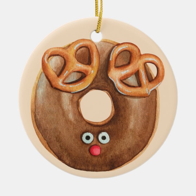 God jul Rudolph Reindeer Donut Julgransprydnad Keramik (Framsidan)