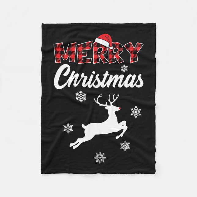 God jul Rudolph Reindeer Julafton Fleecefilt (Framsidan)