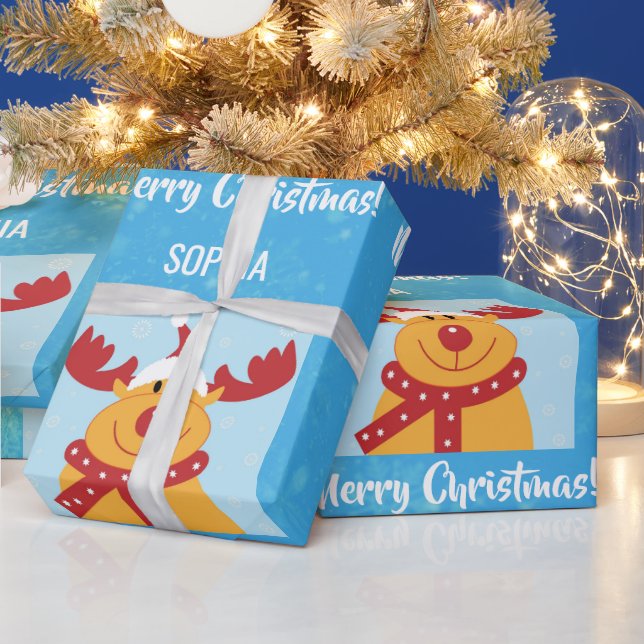 God jul Rudolph Reindeer personalize Namn Presentpapper (Helgdagar)
