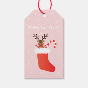 God jul Rudolph Rudolph, Red Nested Reindeer Presentetikett