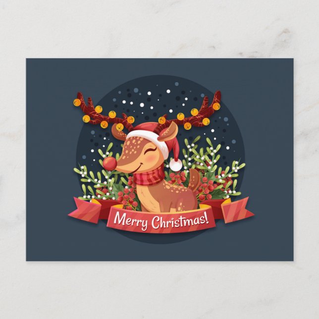 God jul Rudolph Vykort (Framsida)