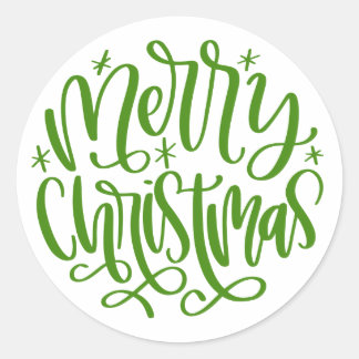 God Jul Rund Grön Skrift Klistermärken
