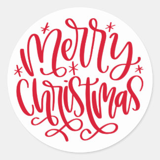 God Jul Rund Röda Script Klistermärken