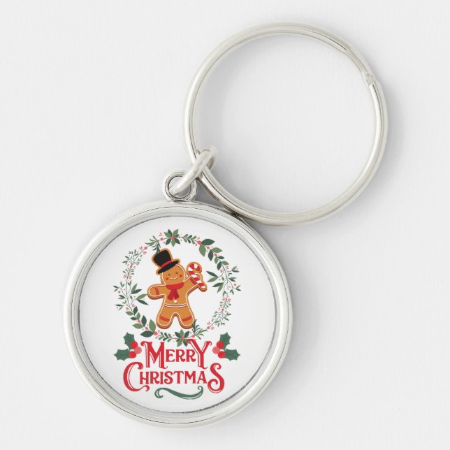 God Jul Rund Silverfärgad Nyckelring (Framsidan)