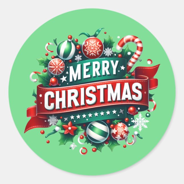 God Jul Runt Klistermärke (Framsida)
