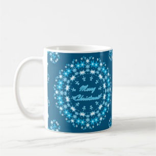 God Jul runt snöflinga vinter vit blå Kaffemugg