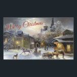 God jul Russian Winter Village Stickers Rektangulärt Klistermärke<br><div class="desc">God jul Text med målarfärg för ryska vinterbyar</div>