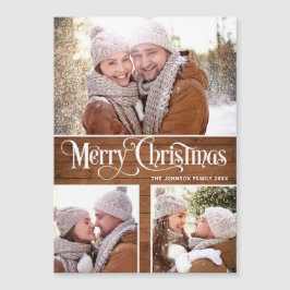 God jul Rustic 3-FOTO-magnetiskt kort