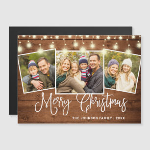 God jul Rustic 3-FOTO-magnetiskt kort