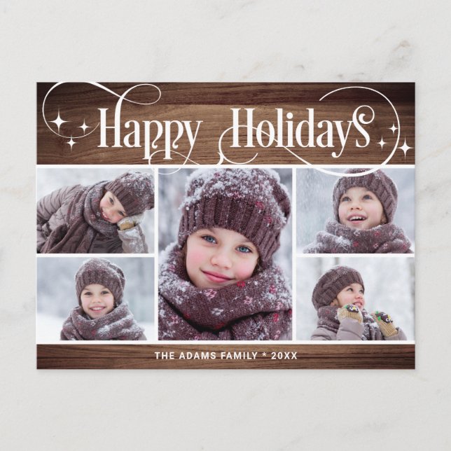 God jul Rustic 5 PHOTO Hälsning Helgdag Vykort (Framsida)