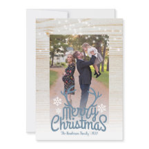 God jul Rustic Antlers Photo String Light