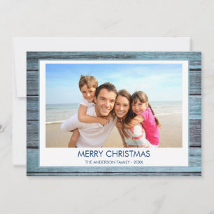 GOD JUL RUSTIC BEACH WOOD PHOTO JULKORT