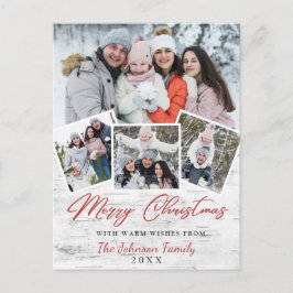 God jul Rustic Birch Bark 4 PHOTO Hälsning Vykort