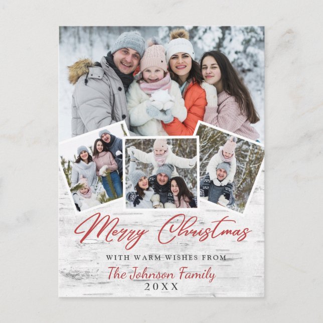 God jul Rustic Birch Bark 4 PHOTO Hälsning Vykort (Framsida)