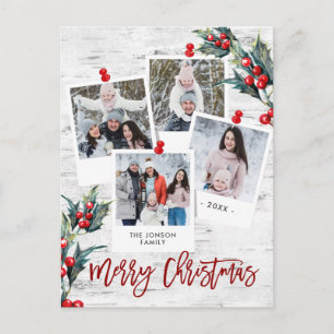 God jul Rustic Birch Bark 4 PHOTO Hälsning Vykort