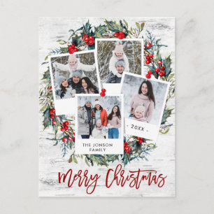 God jul Rustic Birch Bark 4 PHOTO Hälsning Vykort