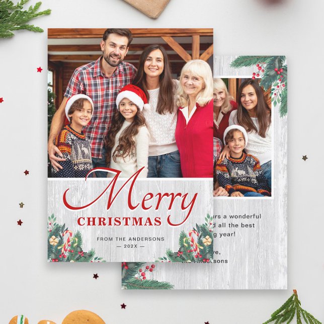 God jul Rustic Birch Mistletoe 2 Photo Julkort (Skapare uppladdad)