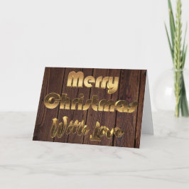 God jul Rustic Brown Wooden Fence Guld Helgkort