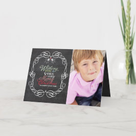 God jul Rustic Chalkboard Mistletoes Photo Helgkort