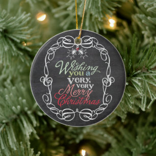 God jul Rustic Chalkboard Mistletoes Photo Julgransprydnad Keramik