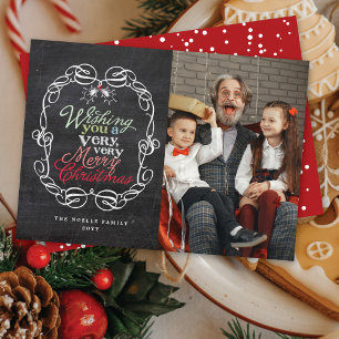 God jul Rustic Chalkboard Mistletoes Photo Julkort