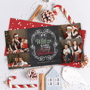 God jul Rustic Chalkboard Mistletoes Photo Julkort