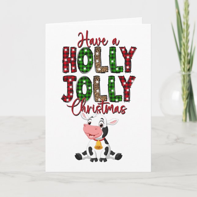God jul Rustic Cow Kort (Framsida)
