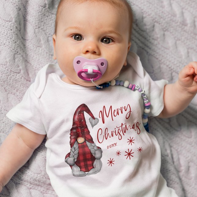 God jul Rustic Gnome i Red Buffalo Play T Shirt (Designed on front and back.)