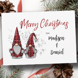 God jul Rustic Gnomes in Red Buffalo Play Julkort