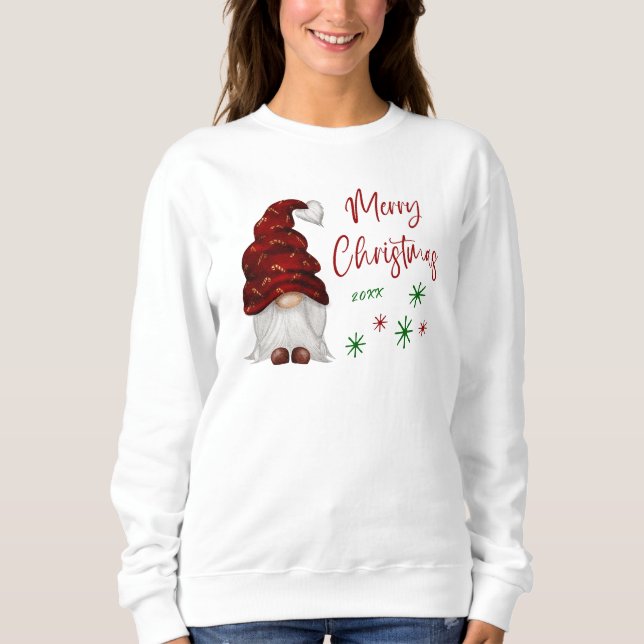 God jul Rustic Land Girl Gnome Helgdag T Shirt (Framsida)