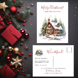 God jul Rustic New Home Flytta Meddelande Vykort