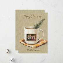 God jul Rustic Photo Mugg Flat Helgdag Card