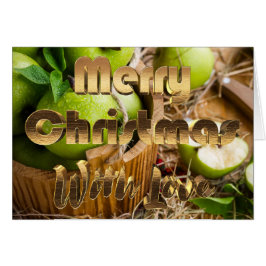 God jul Rustic Picnic Apples Fruit Basket Hälsningskort