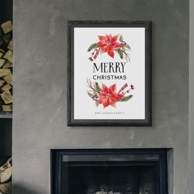 God jul Rustic Poinsettia Greenery Poster (Skapare uppladdad)